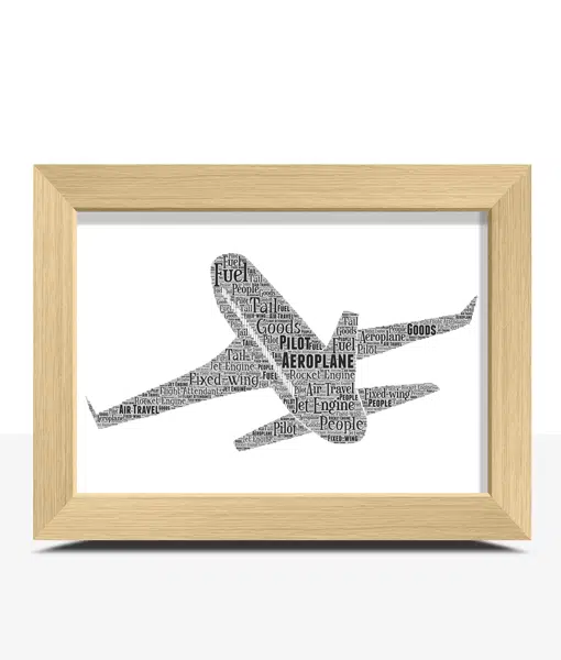 Personalised Aeroplane Word Art – Plane Enthusiast Gift Travel