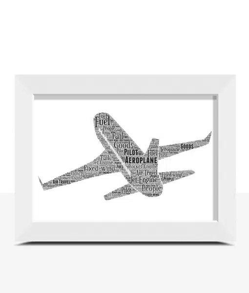 Personalised Aeroplane Word Art – Plane Enthusiast Gift Travel