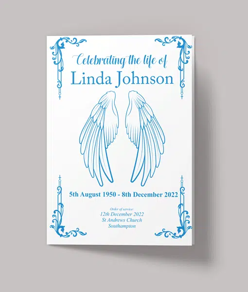 Angel Wings Design – 4 Page – Funeral Order of Service