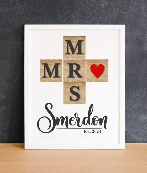Mr & Mrs Scrabble Tile Print – Couple Gift Anniversary Gifts