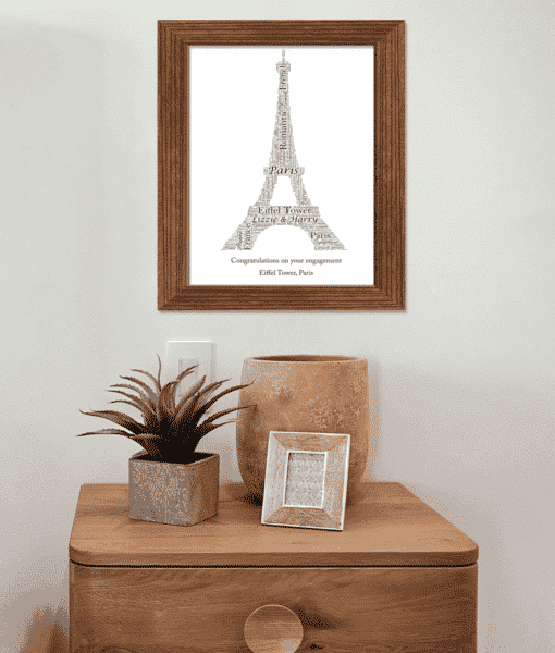Personalised Eiffel Tower Word Art – Paris Picture Gift Engagement Gifts