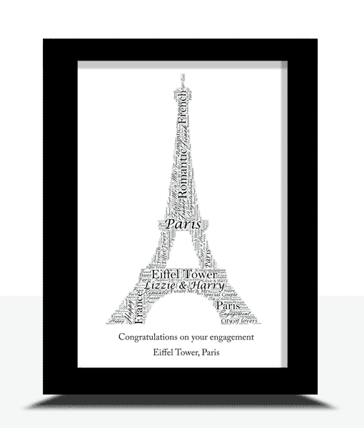 Personalised Eiffel Tower Word Art – Paris Picture Gift Engagement Gifts