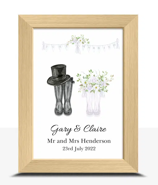 Personalised Wedding Wellington Boots Print – Wedding Gift Anniversary Gifts