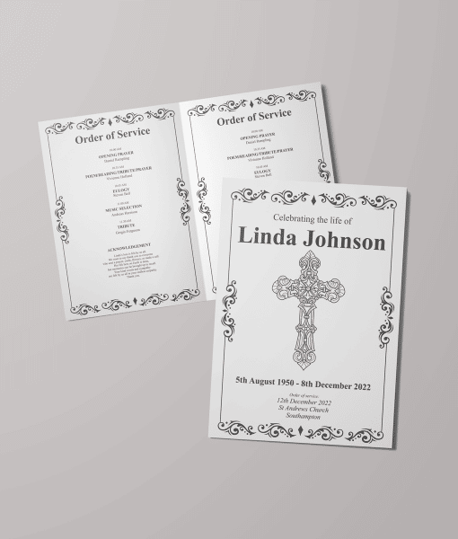 Traditional Cross Design – 4 Page – Funeral Order of Service