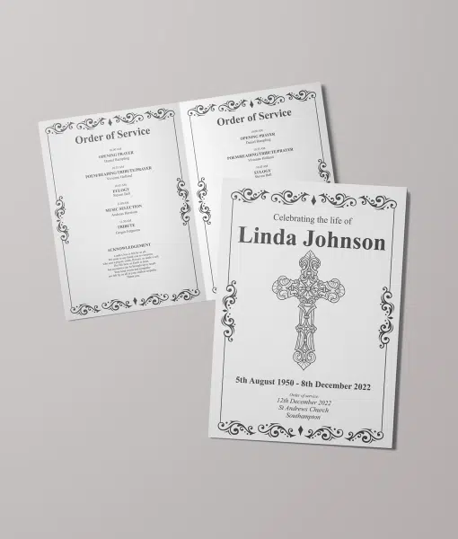 Traditional Cross Design – 4 Page – Funeral Order of Service
