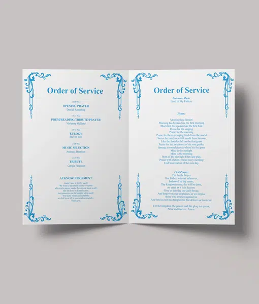 Angel Wings Design – 4 Page – Funeral Order of Service