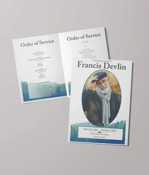 Mountain Views Design – 16 Page – Funeral Order of Service With Photo