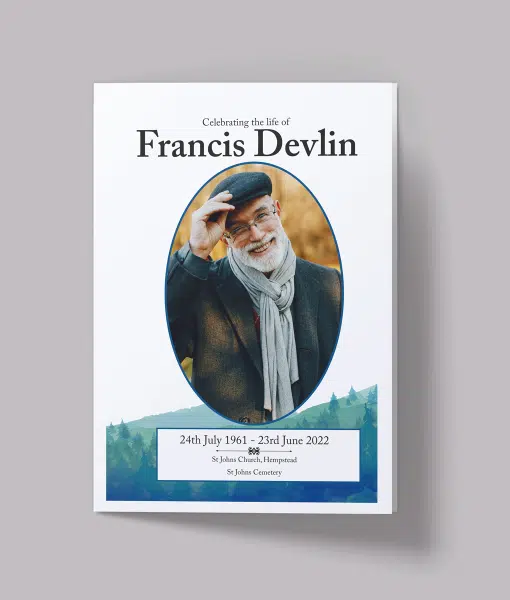 Mountain Views Design – 4 Page – Funeral Order of Service With Photo