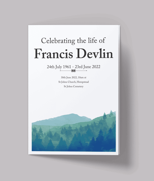 Mountain Views Design – 8 Page – Funeral Order of Service