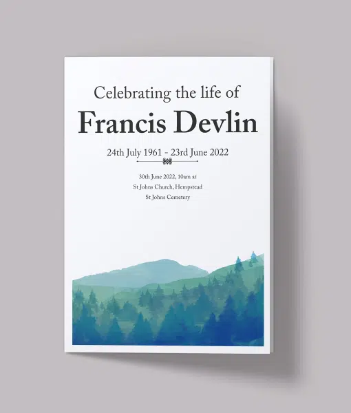 Mountain Views Design – 12 Page – Funeral Order of Service