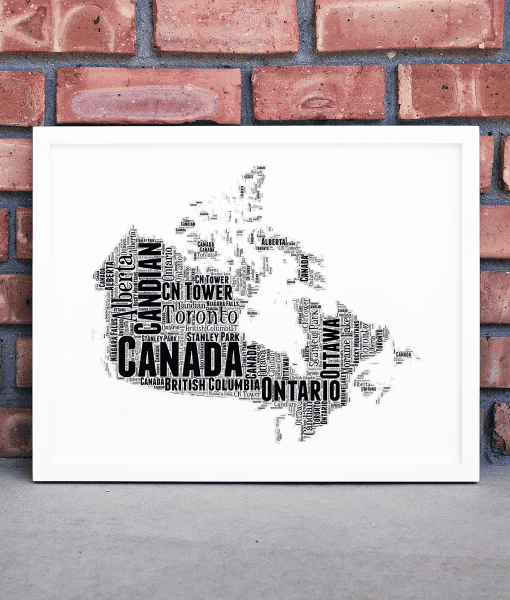 Personalised Canada Word Art Picture Map Print Travel