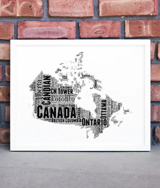 Personalised Canada Word Art Picture Map Print Travel