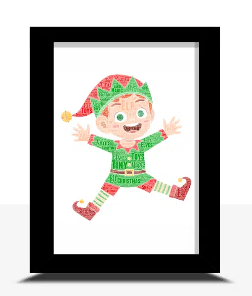 Personalised Christmas Elf Word Art Christmas