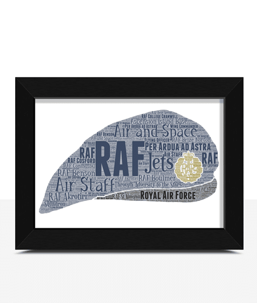 Personalised Royal Air Force Passing Out Gift – RAF Beret Word Art Military Gifts