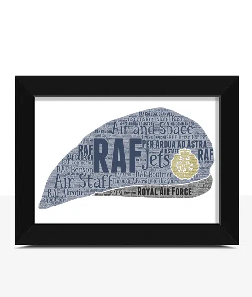 Personalised Royal Air Force Passing Out Gift – RAF Beret Word Art Military Gifts