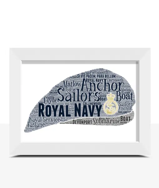 Personalised Royal Navy Beret Word Art Gift Military Gifts