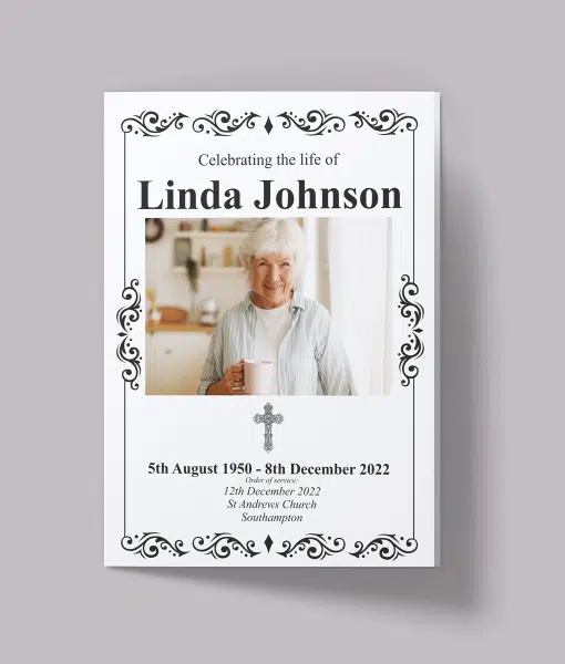 Traditional Cross Design – 12 Page – Funeral Order of Service With Photo
