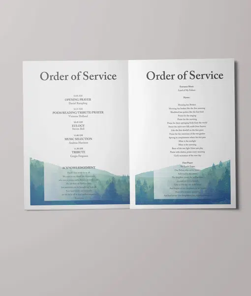 Mountain Views Design – 4 Page – Funeral Order of Service