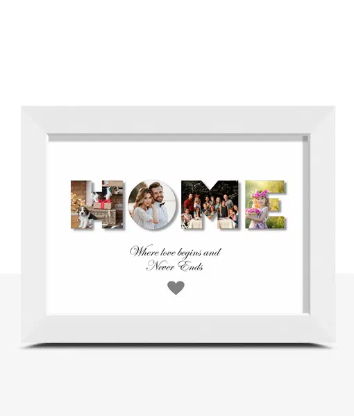 Personalised HOME Photo Collage Frame Gift Family