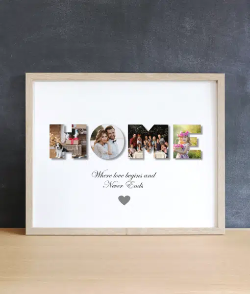 Personalised HOME Photo Collage Frame Gift Family