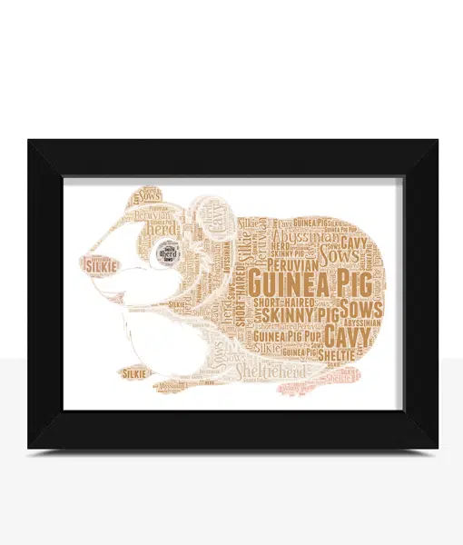 Personalised Guinea Pig Word Art Picture Print Gift Animal Prints