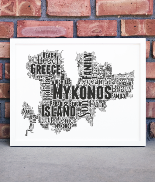 Mykonos Personalised Word Art Map Maps
