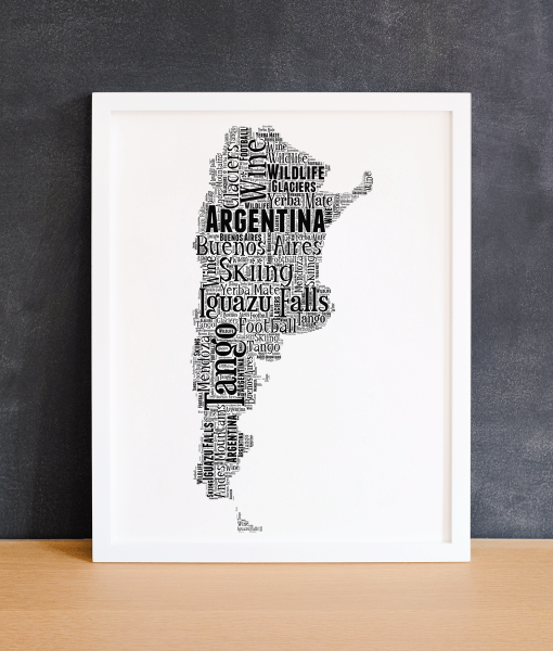 Personalised Argentina Word Art Map Travel