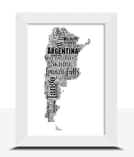 Personalised Argentina Word Art Map Travel
