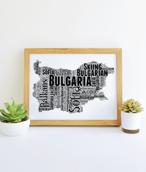 Personalised Bulgaria Word Art Picture Map Print Travel