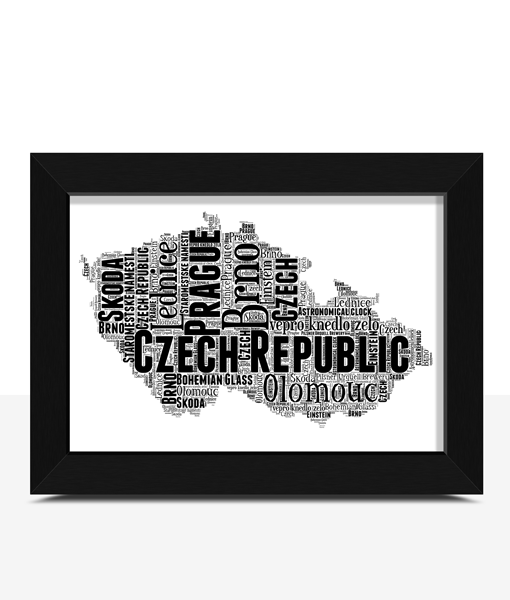 Personalised Czech Republic Word Art Map Print Travel
