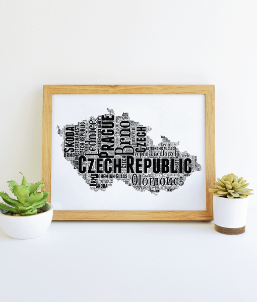 Personalised Czech Republic Word Art Map Print Travel