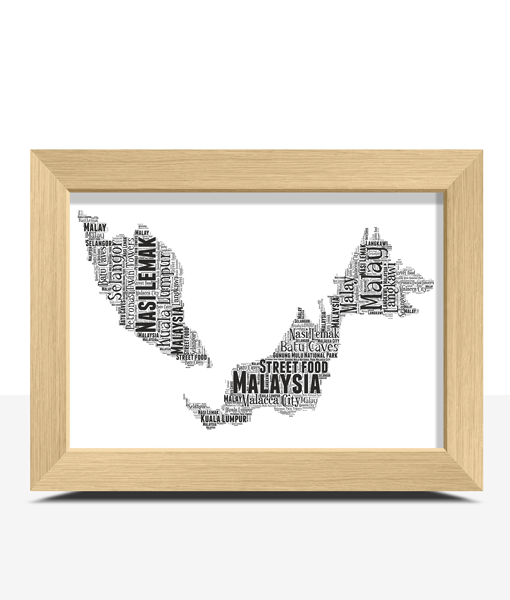 Personalised Malaysia Word Art Map Print Travel