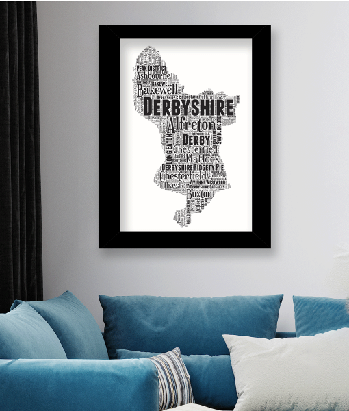 Personalised Derbyshire Word Art Map Maps