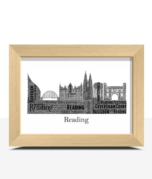 Personalised Reading Skyline Word Art City Skyline Prints