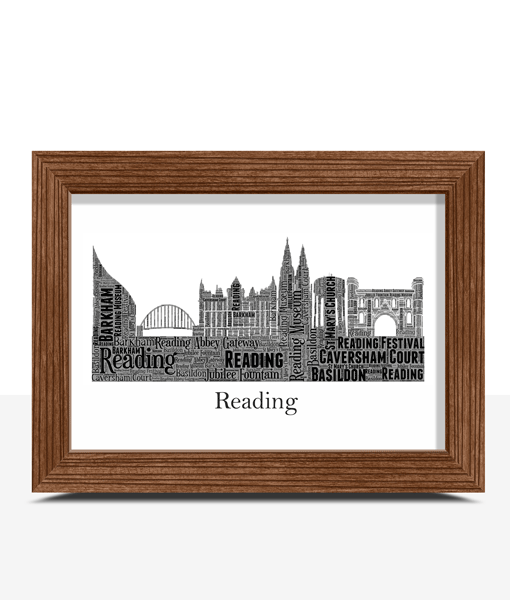 Personalised Reading Skyline Word Art City Skyline Prints