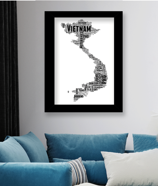 Personalised Vietnam Word Art Picture Map Print Travel