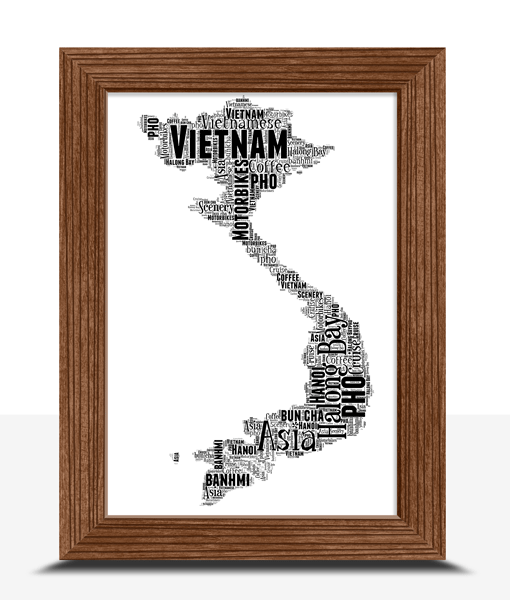 Personalised Vietnam Word Art Picture Map Print Travel