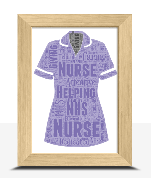 Personalised Purple Nurse Uniform Word Art Print Healthcare Gifts