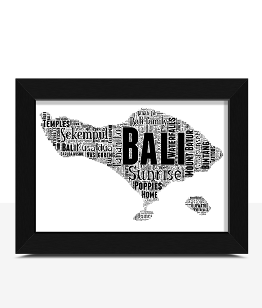 Bali Personalised Word Art Picture Map Maps