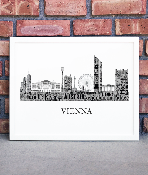 Personalised Vienna Skyline Word Art Picture Frame City Skyline Prints