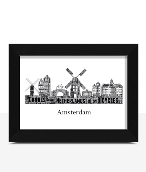 Personalised Amsterdam Skyline Word Art Print City Skyline Prints