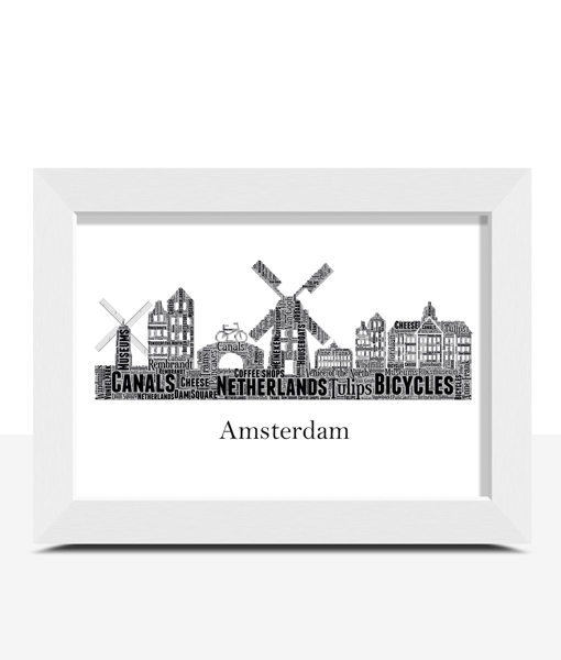 Personalised Amsterdam Skyline Word Art Print City Skyline Prints