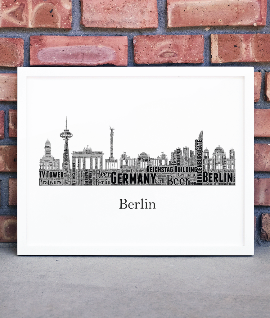 Personalised Berlin Skyline Word Art Print City Skyline Prints