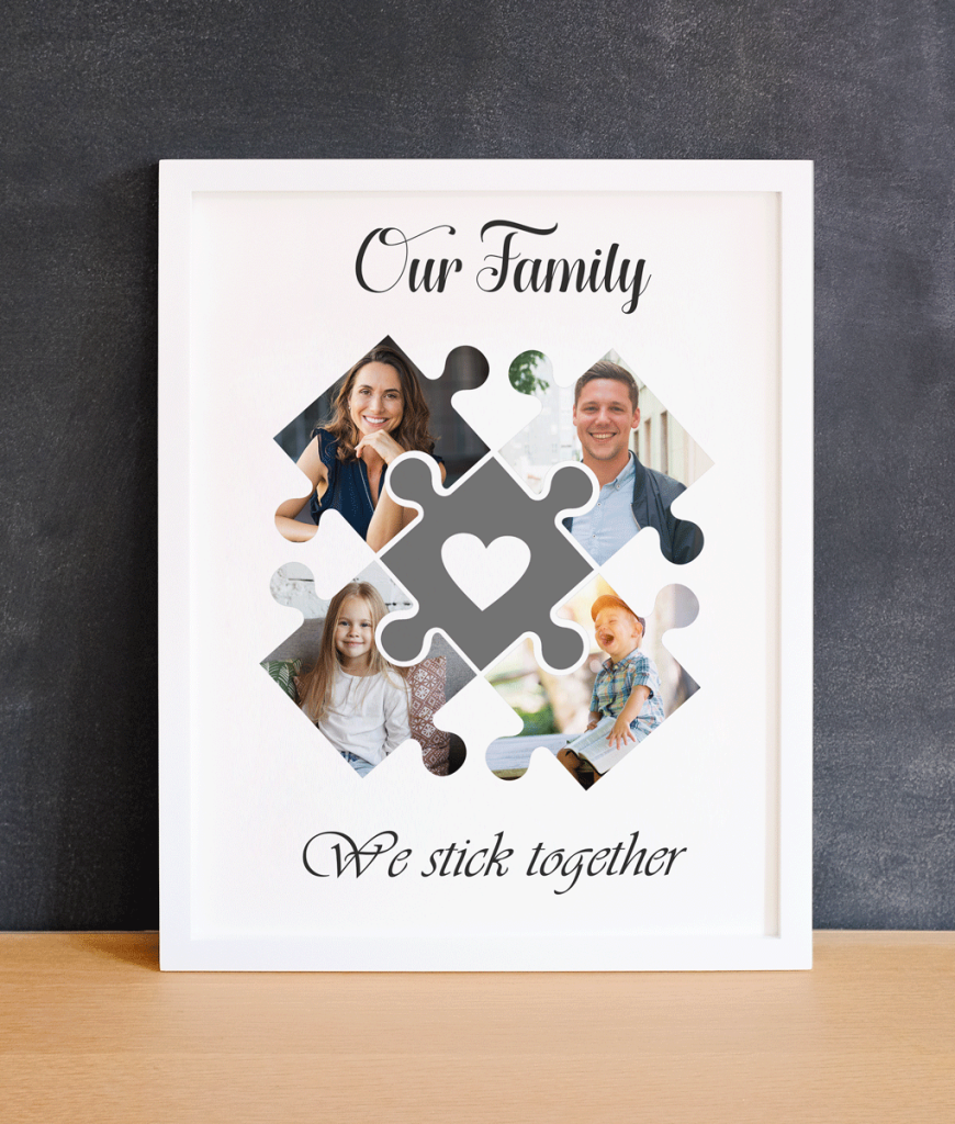 Personalised Heart Jigsaw Family Photo Print – Keepsake Gift Family