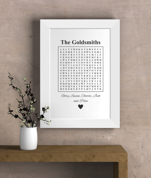 Personalised Family Word Search Print Bathroom