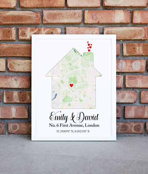 Personalised Home – House Map Picture Gift Gifts For Couples
