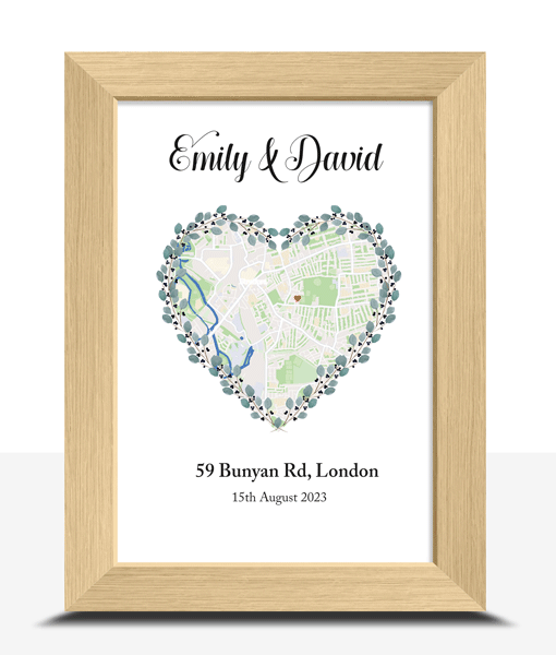 Personalised Engagement Gift Map Print Engagement Gifts