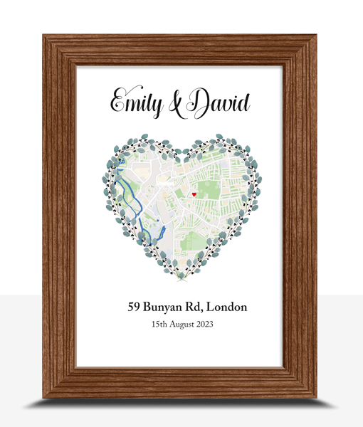 Personalised Engagement Gift Map Print Engagement Gifts