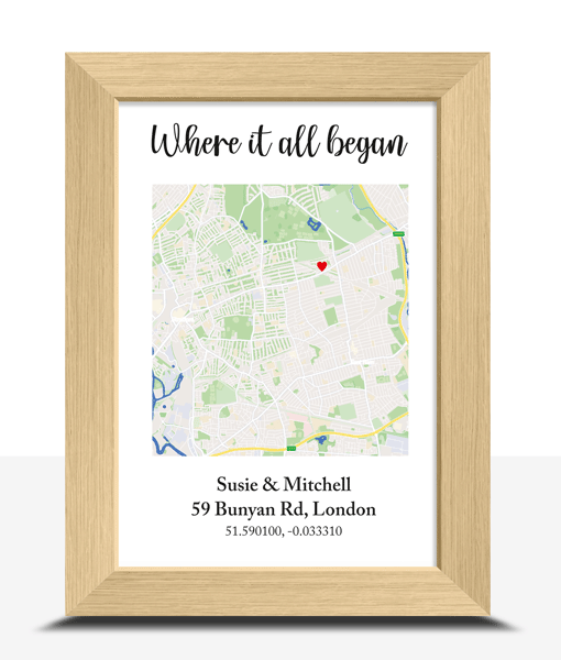 Where It All Began Map – Personalised Gift Family