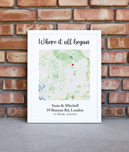 Where It All Began Map – Personalised Gift Family